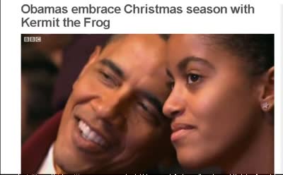 PRESIDENT OBAMA LIGHTS NATIONAL CHRISTMAS TREE with Kermit, the ...